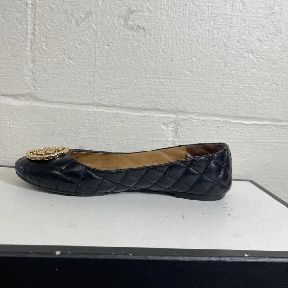 Tory Burch Black Quilted Leather Ballet Flats Slip On Shoes Women's Size 5.5 US